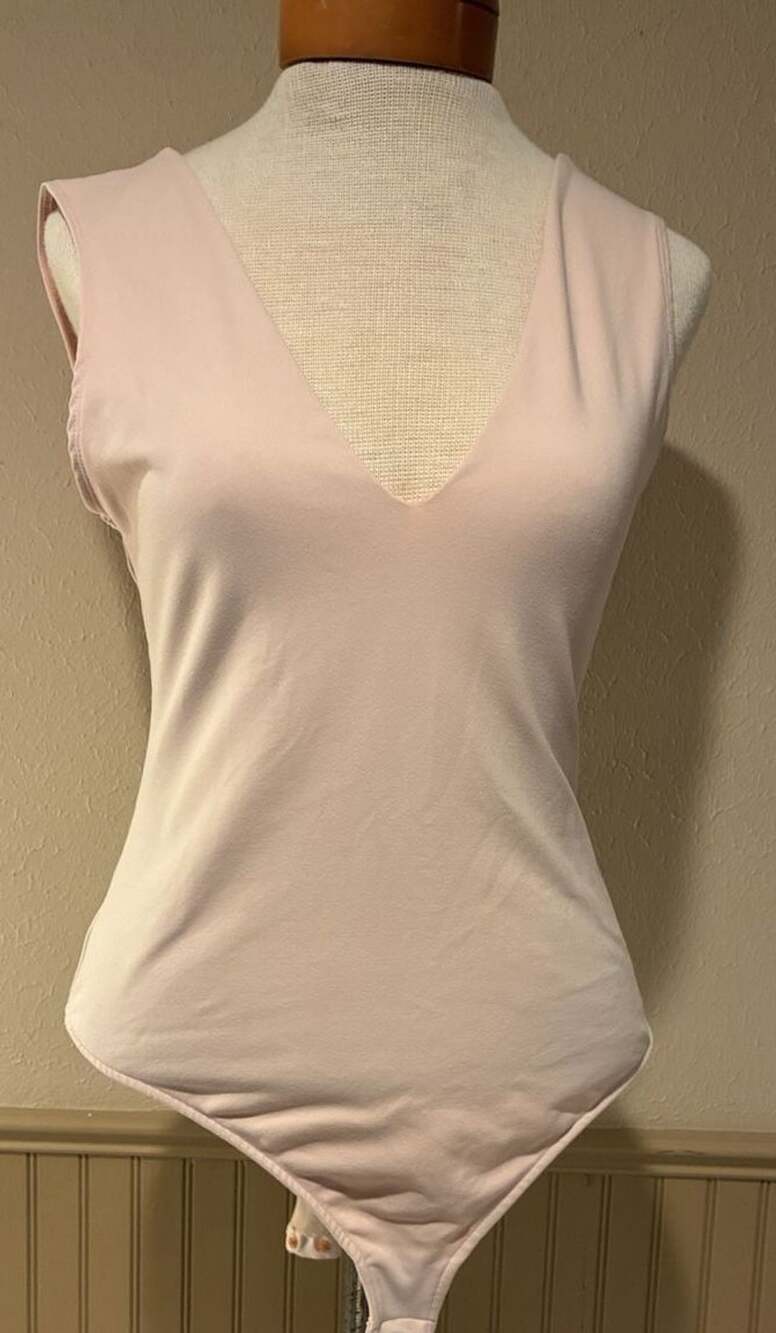 Free People Bodysuit Pink V-Neck Sleeveless